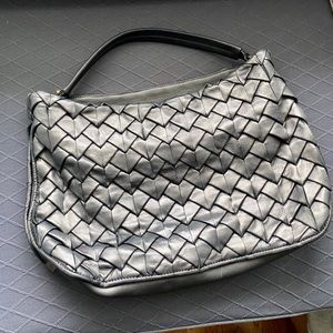 Botkier Dark Gunmetal Woven Leather Bag